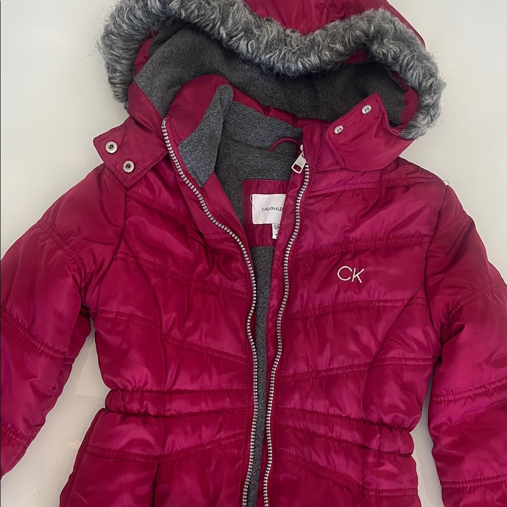 Calvin Klein Kids' Magenta Hooded Puffer Jacket Girl Size 7